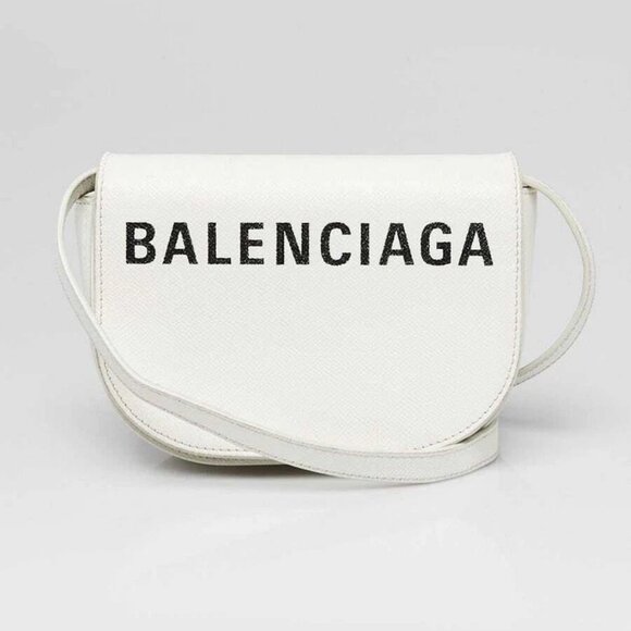 Balenciaga White Grained Leather Ville Day S Crossbody Flap Bag - Picture 1 of 8